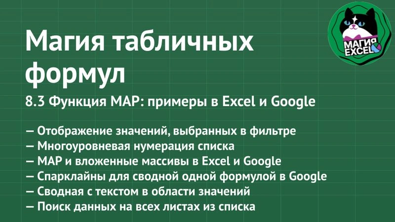 8.3 MAP: примеры в Excel и Google Таблицах