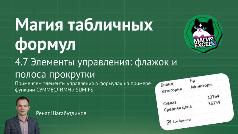4.7 Элементы управления и СУММЕСЛИМН. Флажок и полоса прокрутки