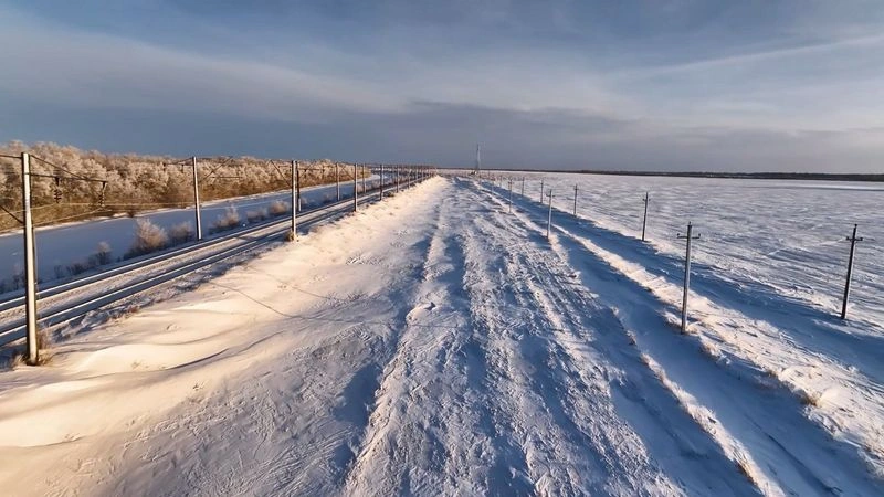 Трудовое — Зима — Железная дорога