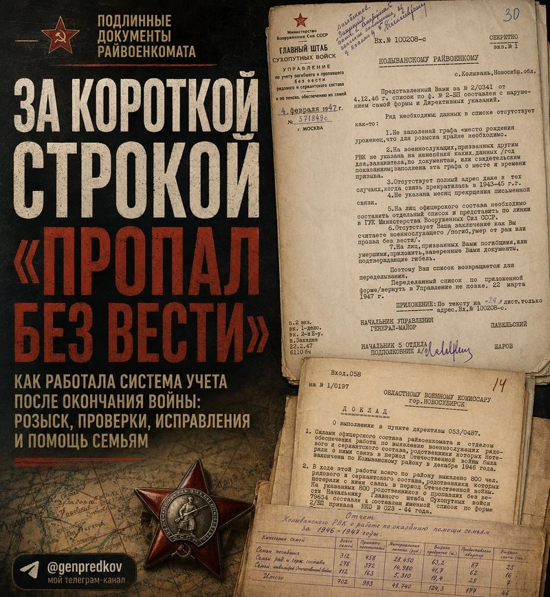 КАК ПОСЛЕ ВОЙНЫ УСТАНАВЛИВАЛИ СУДЬБЫ ПРОПАВШИХ