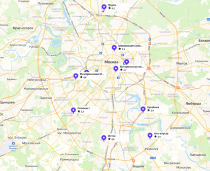 Карта московских мечетей