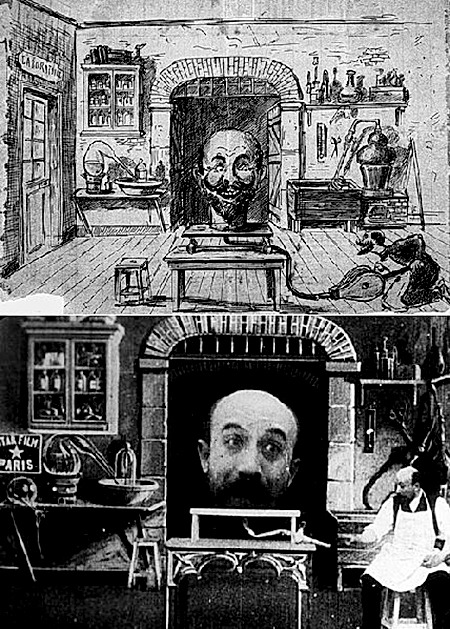 «Человек с резиновой головой» — эскиз и кадр