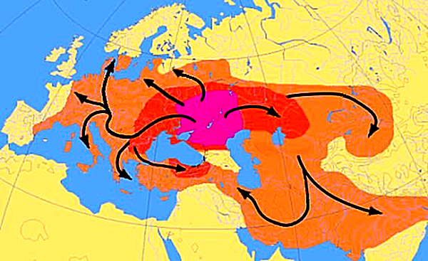 Картамиграций индоевропейцев приблизительно с 4000 по 1000 год до н. э. согласноразным археологическим исследованиям. По ней можно понять, что всеиндо-иранские и европейские народы вышли с территории исторической Руси

