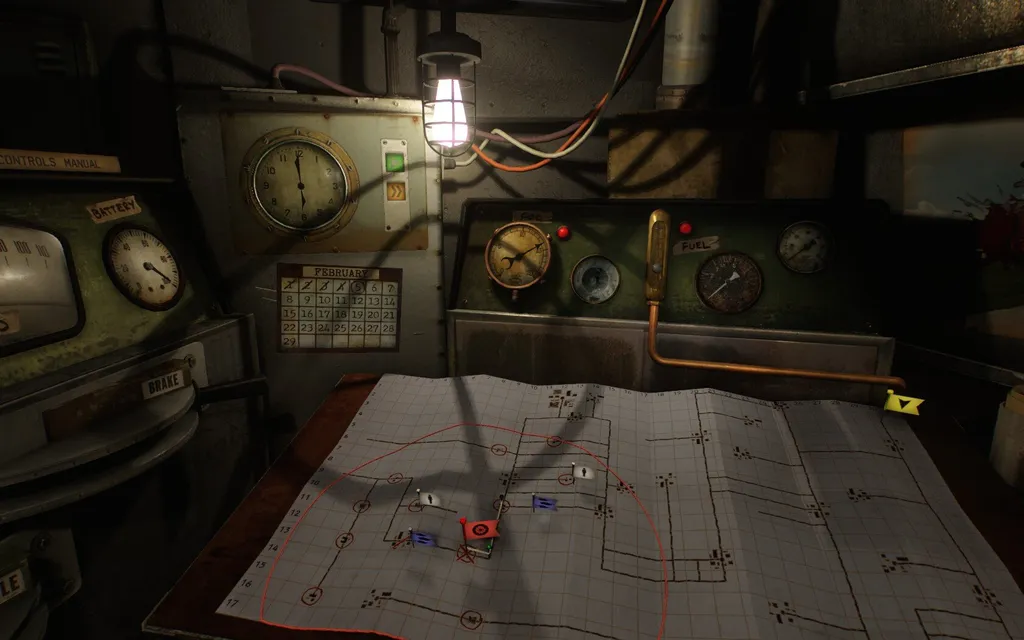 Карта каждый раз генерируется случайно. Мы — это красный флажок. А добраться надо до жёлтого. По игровому календарю это займёт примерно месяц. Реального же времени уйдёт часов двенадцать.