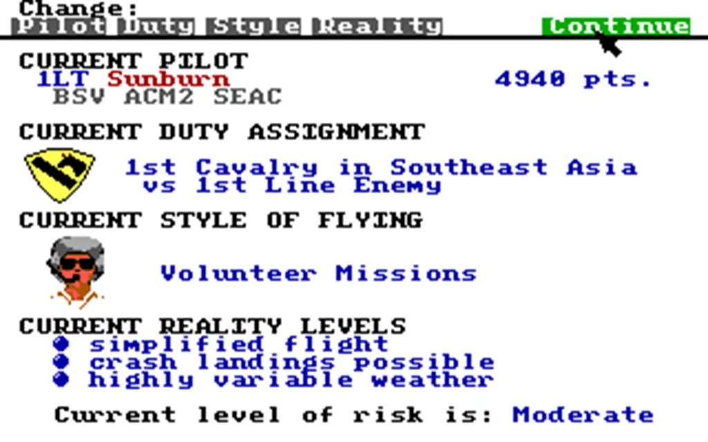 Вот так устанавливается уровень сложности. Изрядная гибкость по тем временам. Опять же, в современных играх бывает намного хуже. И обратите внимание: если Юго-Восточная Азия, то Первая кавалерийская. Таки да, именно она там засветилась ярче всех. Гарри Оуэн, Мел Гибсон, вот это всё.