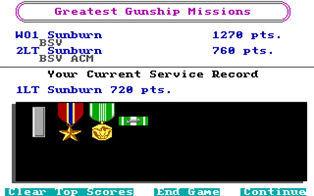 Иконостас скромненький; это всё, что я успел набрать в ходе нынешнего запуска. Кстати, именно эта игра дала мне первое представление об американских боевых наградах и офицерских знаках различия. Уже гораздо позже я узнаю, что в американской армейской авиации пилот не начинает с сержантского звания, а если уорренту предлагают (именно предлагают) офицерские погоны, то, скорее всего, хотят кинуть какую-нибудь подлянку.