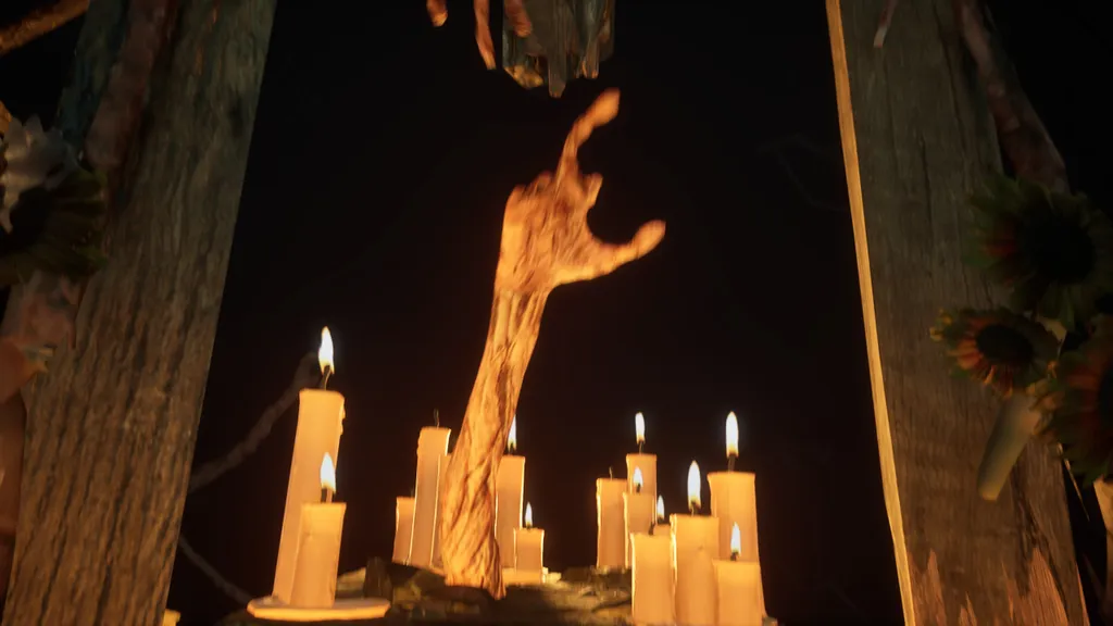 Это такой пазл: найти четыре отрезанных пальца руки, тогда откроется дверь к дальнейшим приключениям. Пальцы прирастают в ходе кат-сцены. И вот этот скриншот получился у меня чисто случайно. Честное слово.