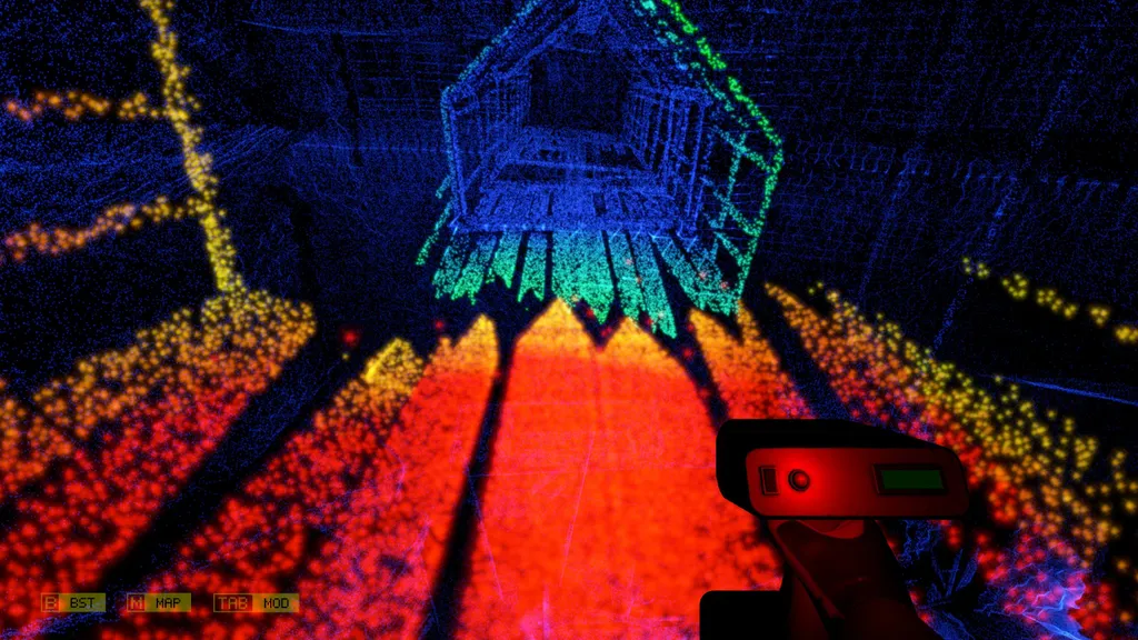 Ваша гарнитура запоминает трёхмерные координаты каждой точки и отрисовывает их соответствующим цветом. Если другой край жёлтый — значит, точно допрыгнешь.