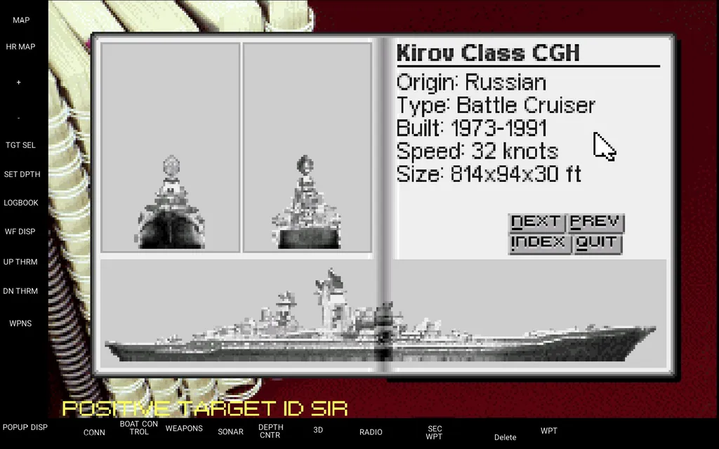 Проект 1144 здесь обозначили как CGH — 'ракетный вертолётонесущий крейсер'. Хотя на самом деле он BCGN — 'атомный линейный ракетный крейсер', что тоже забавно. Но это мелочь. В руководстве можно прочесть, что на Foxtrot (пр. 641) стоят три реактора. А 'Вэнгард' вооружена 16 торпедными аппаратами.