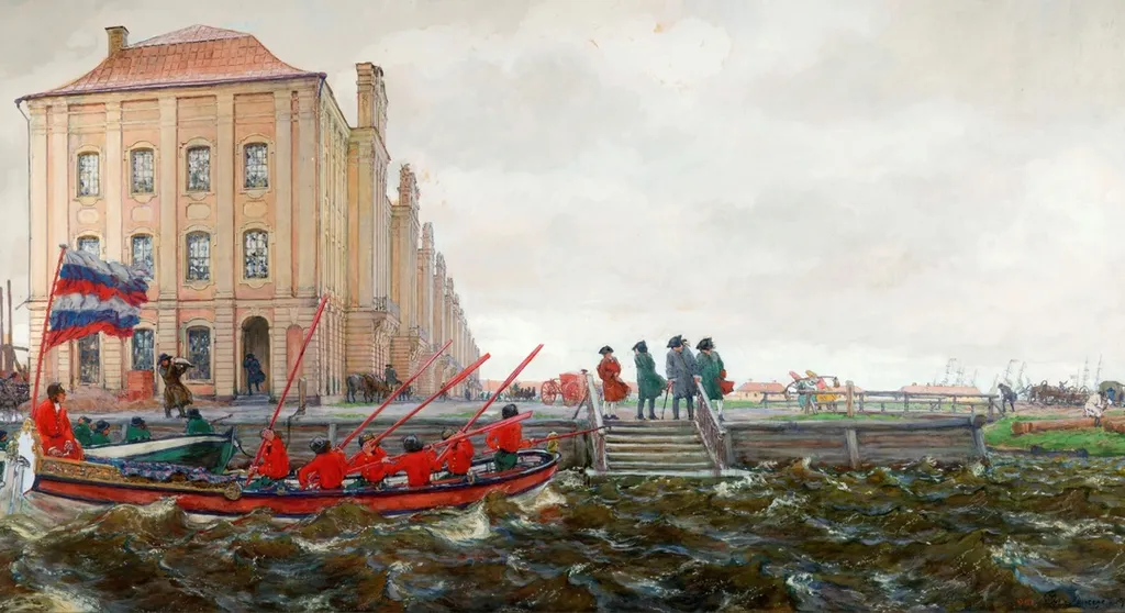 Е. Е. Лансере. "Петербург начала XVIII века" (1906). Государственный Русский музей.