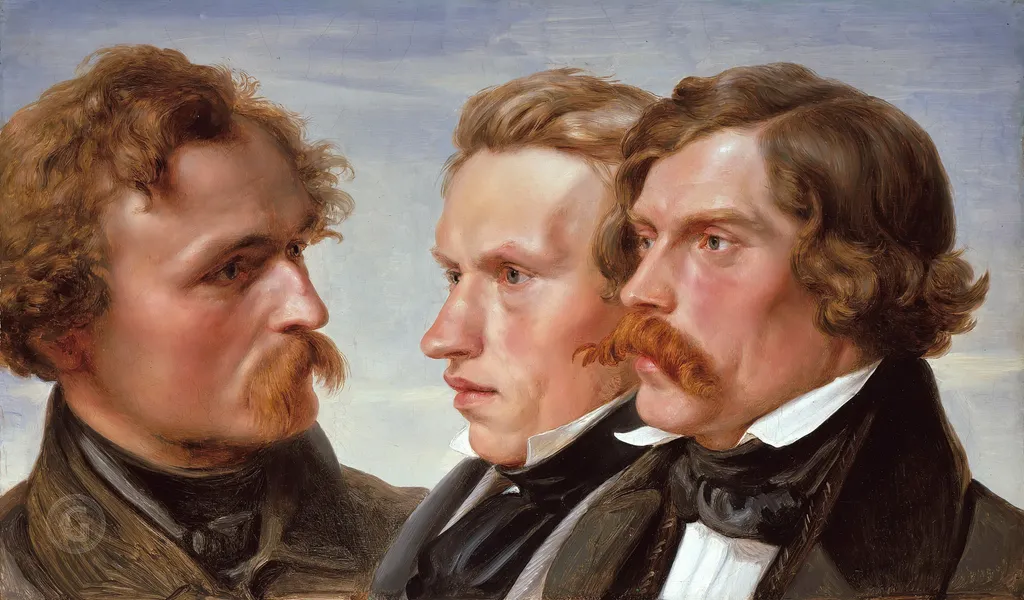 Групповой портрет художников, Лессинг слева