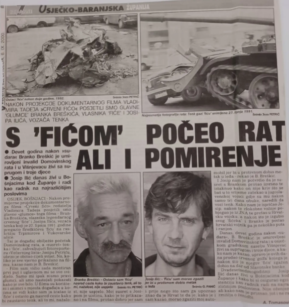 Газета, посвященная событию. Брешкич слева, Илич справа.