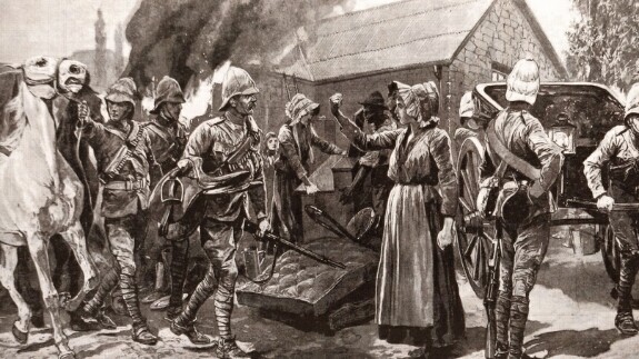 Бурская женщина показывает, что думает об англичанах