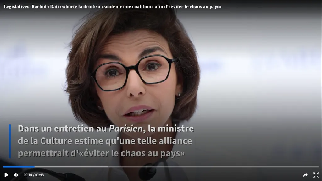 Рашида Дати. Скриншот с сайта "Фигаро"