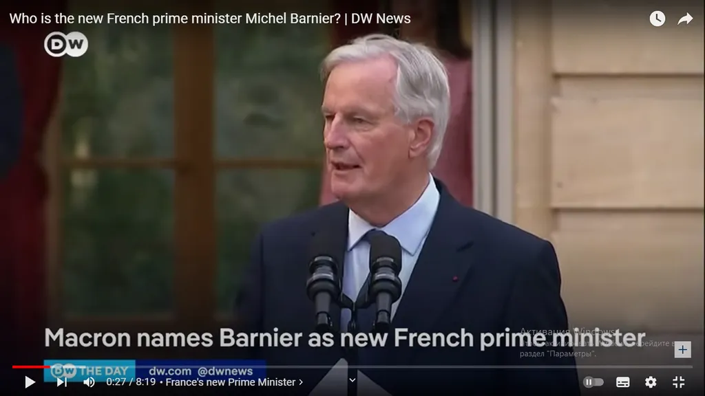 Мишель Барнье. Скриншот из передачи DW News с канала Deutsche Welle в YouTube.