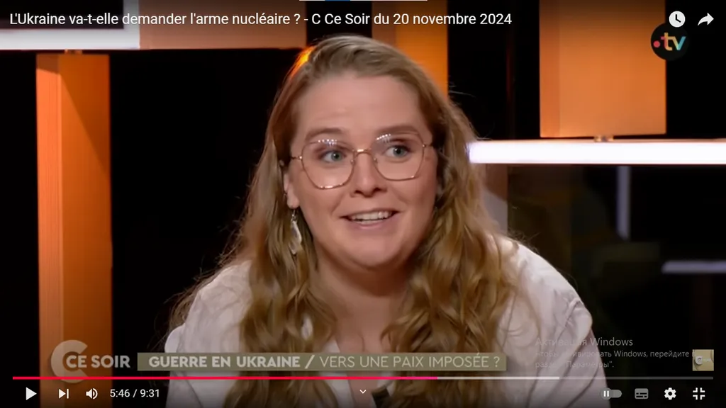Клара Маршо восторженно рассказывает о перспективах ядерной войны. Фрагмент из передачи. С канала TV5 в YouTube.