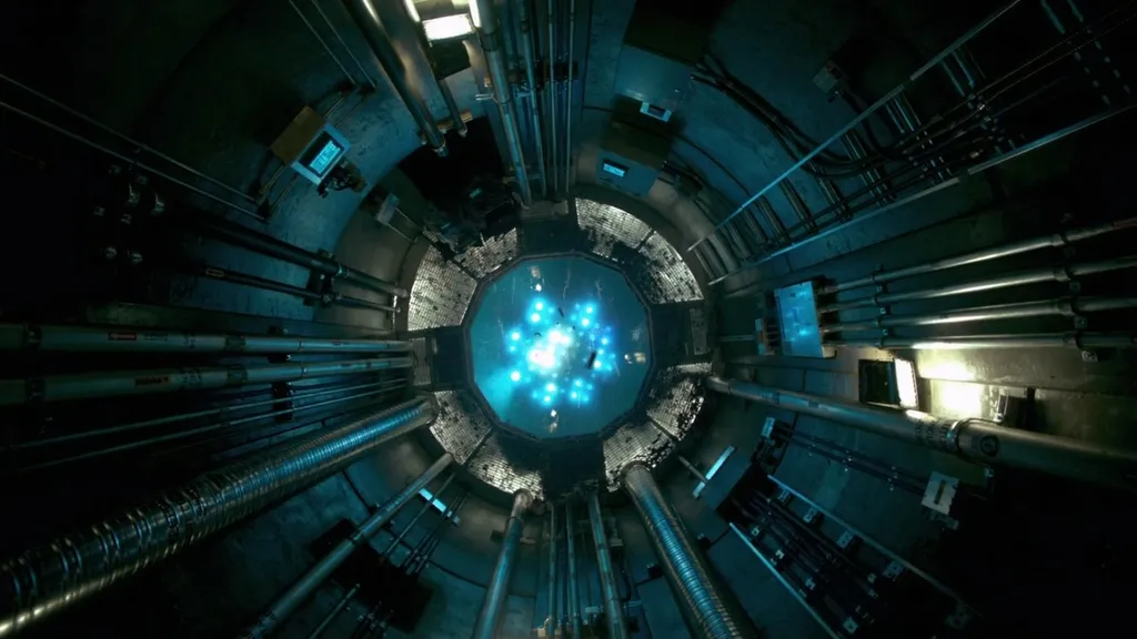 Да, верно, там внизу - тепловыделяющие сборки и "черенковское излучение"...