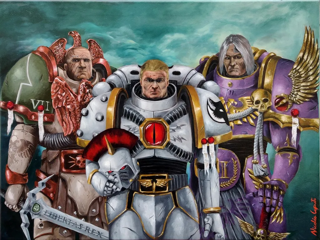 Локен, Тарвиц и Гарро... И они не особо на своих примархов похожи... А Тарвиц вообще седой...