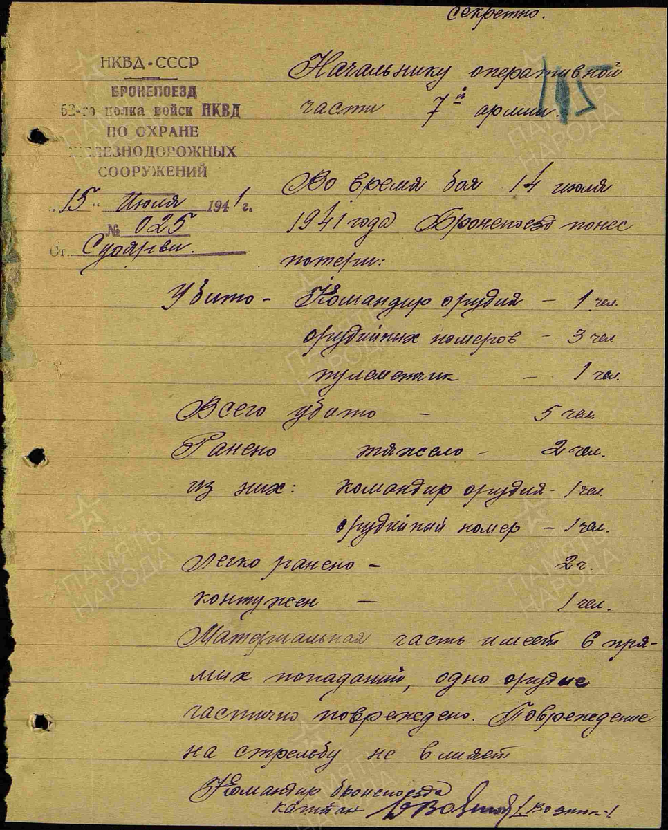 Архив: ЦАМО, Фонд: 340, Опись: 0005372, Дело: 0054, Лист начала документа в деле: 115 Авторы документа: 52 полк войск НКВД по ОЖДС, капитан Вознюк