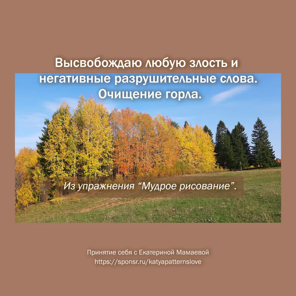 Очищение горла. Высвобождаю
из своего горла любую злость и разрушительные слова.