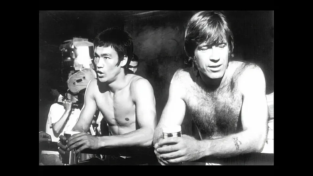 Брюс Ли и Чак Норрис на съёмках фильма "Путь Дракона"