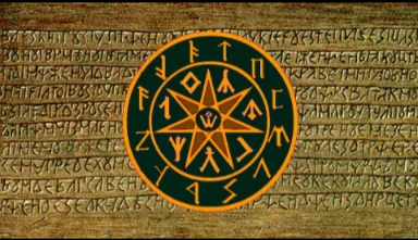 Рунический круг (7 планетарных рун (гласные) и 12 зодиакальных (согласные)), и велесова дощечка