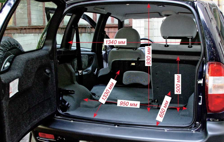 Места сзади немного, но его и в обычной "Ниве" мало. Зато посмотрите на дверь! И на пол тоже.