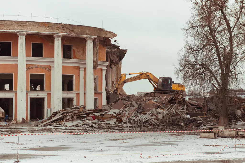 Снос Речного вокзала. 23 ноября 2025. Фото: surovyi-mysl.livejournal.coml