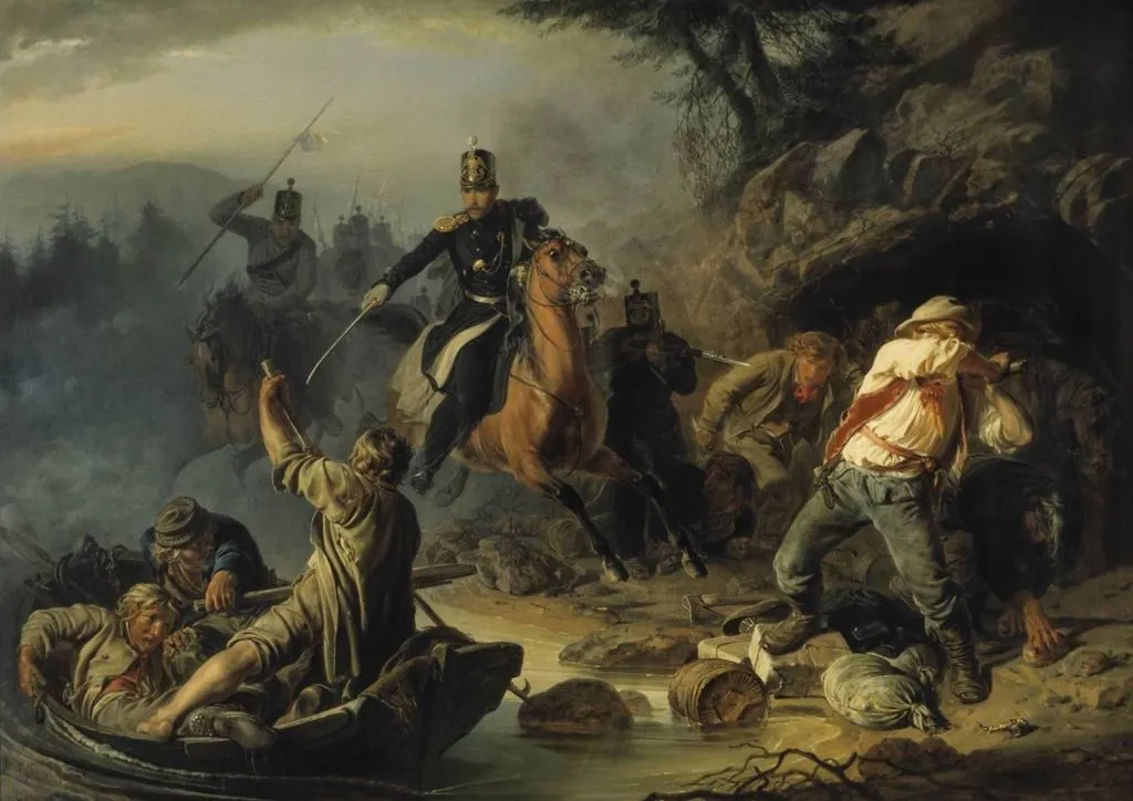 «Стычка с финляндскими контрабандистами», Василий Худяков, 1853 год