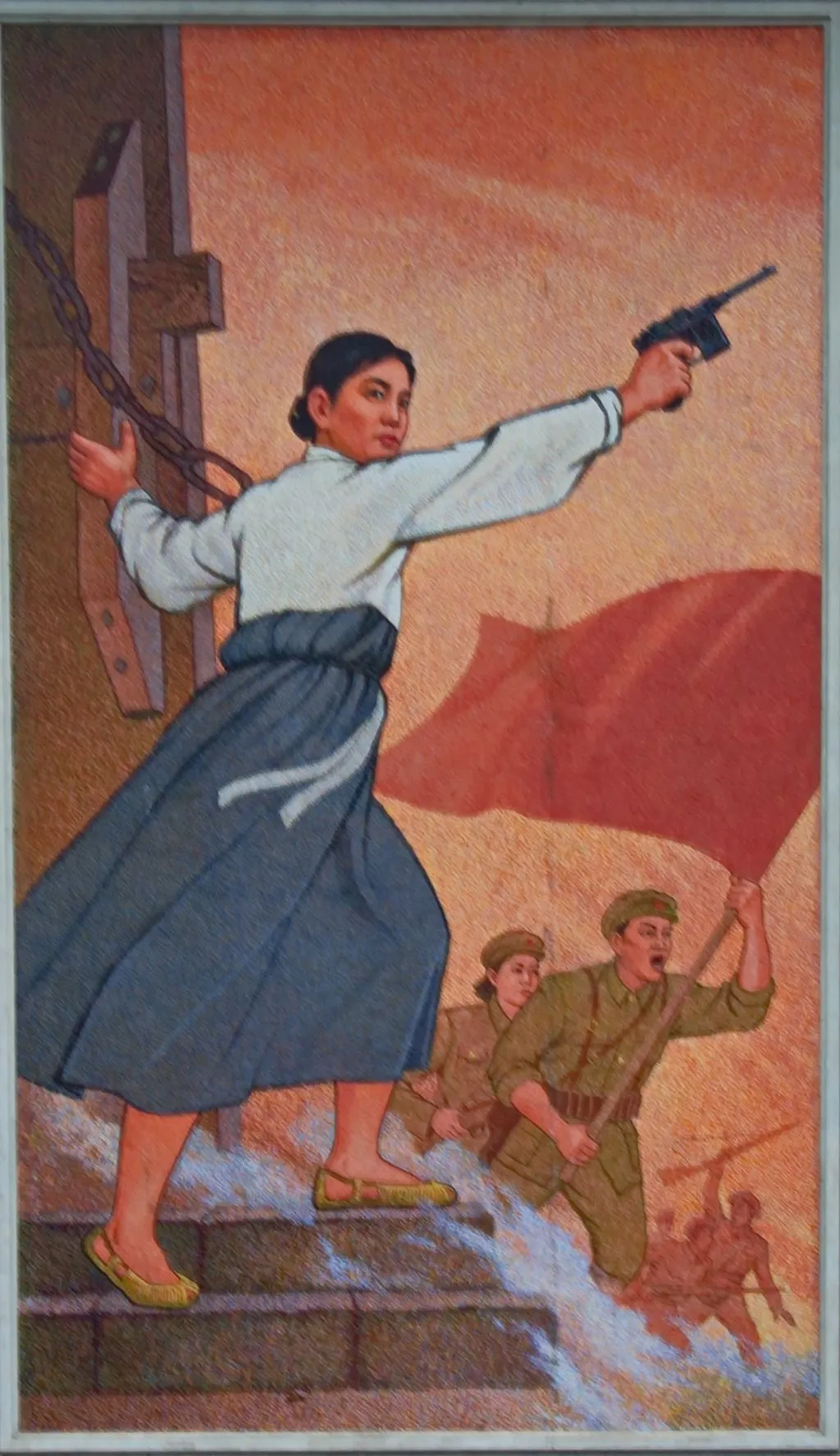 Сцена из оперы «Море крови», изображённая в виде фрески на стене Пхеньянского Большого театра