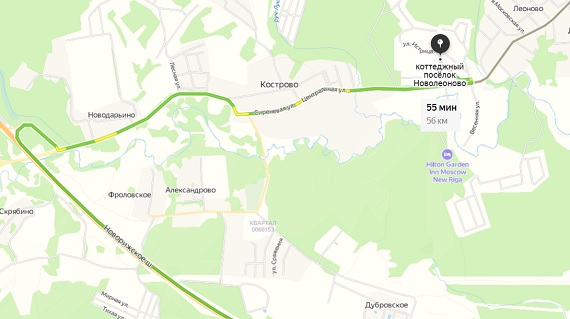 Маршрут в поселок на Яндекс картах