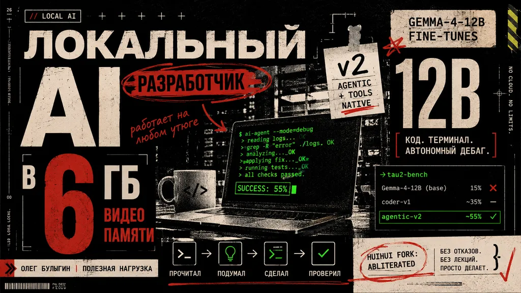 Локальный AI-разработчик в 6 ГБ видеопамяти: разбираем файн-тюны Gemma 4 🧑‍💻