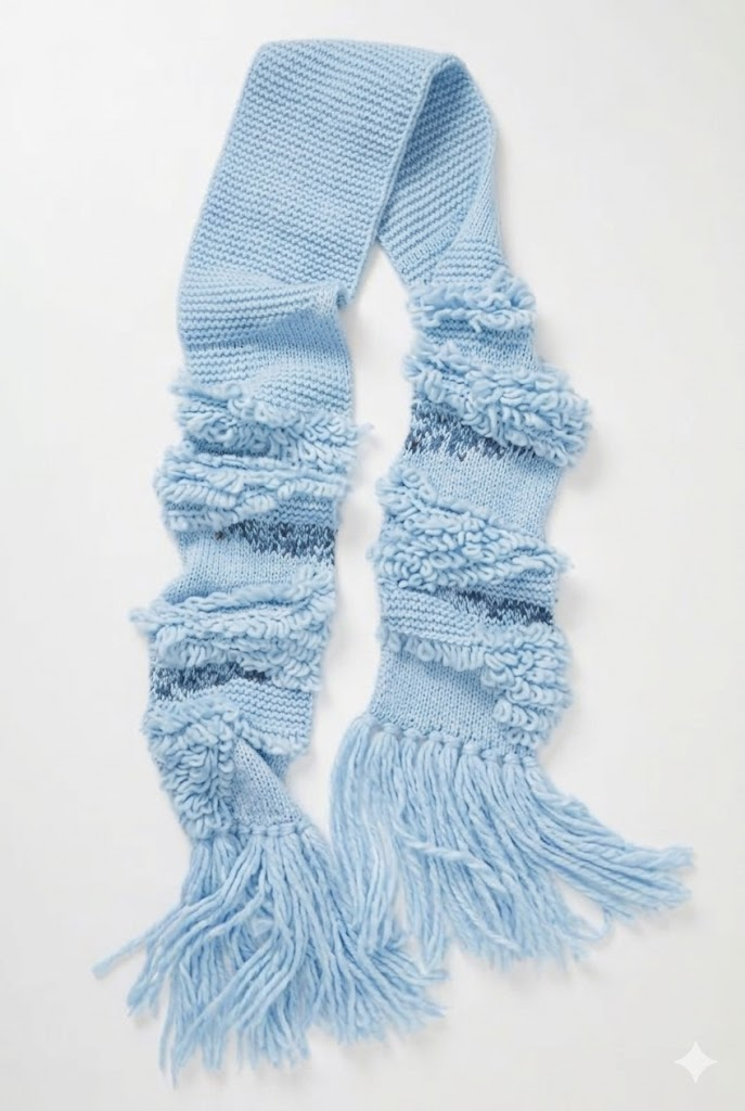 Трендовый шарф с фактурными полосками: вяжем стильный аксессуар