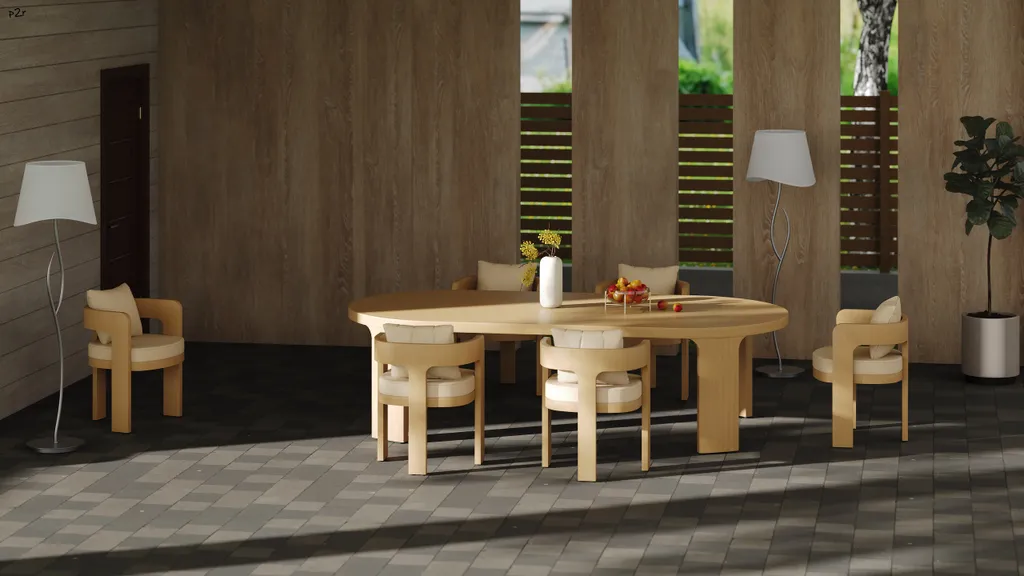 Обеденная группа в садовом пространстве