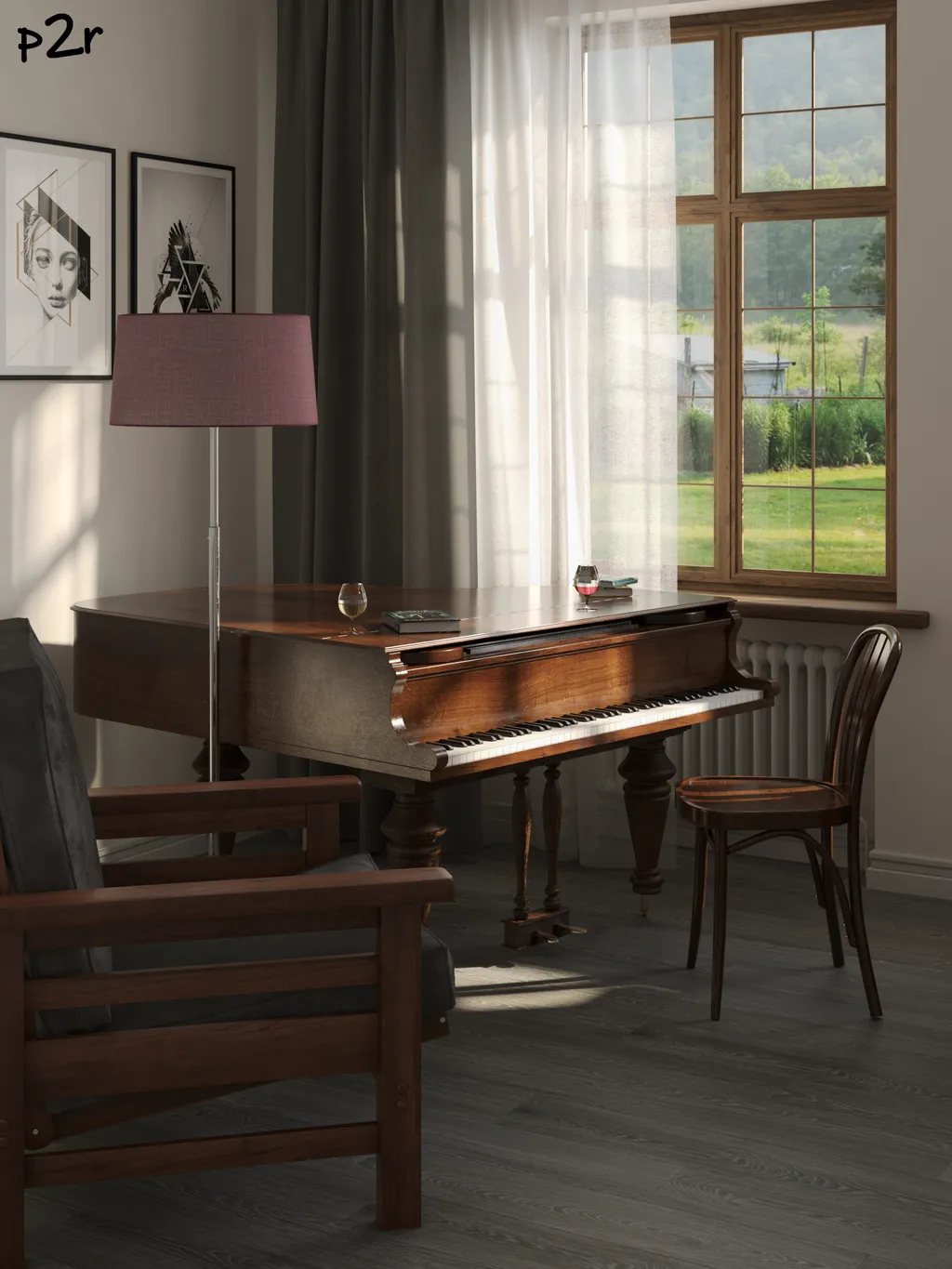 Музыкальный кабинет — 3D-визуализация