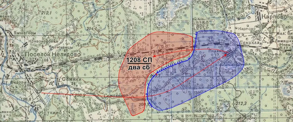 Карта боевых действий на 20-е февраля согласно сводки 22-й армии
