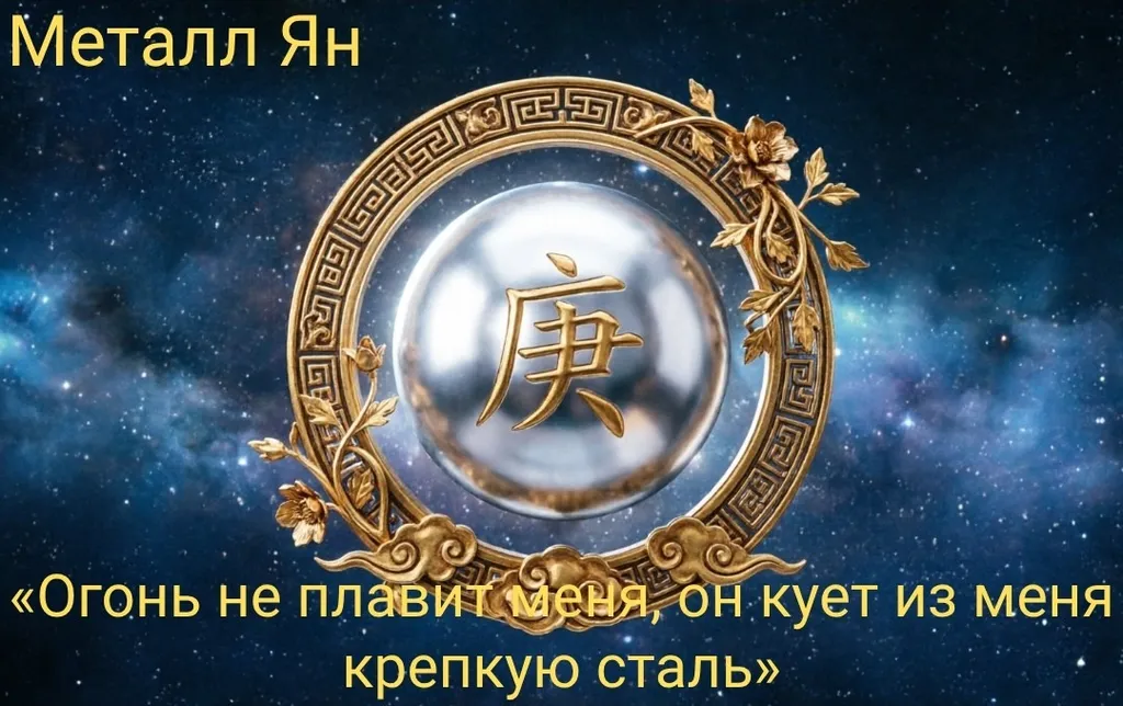 Металл Ян (Гэн 庚). Девиз на месяц Огненного Петуха.