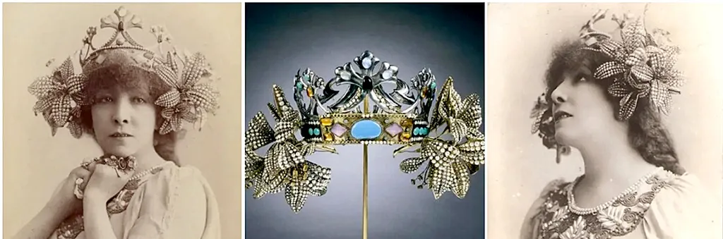 Диадема «Принцесса Грёза» для Сары Бернар. Дизайнер Альфонс Муха. Ювелир Рене Лалик. Музей ТеатраОпера, Париж