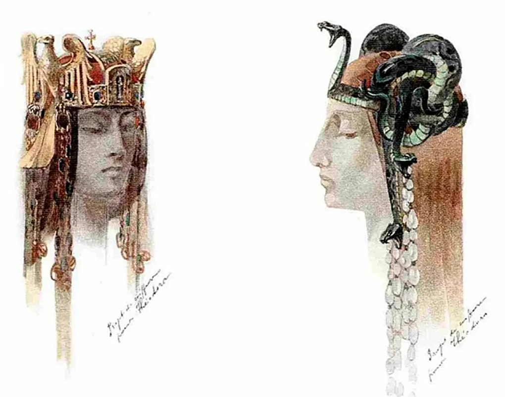 Эскизы украшений Рене Лалика для сценических образов Сары Бернар