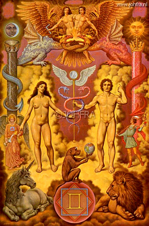 Картина художника Йофра (Джофра) Босхарта / Johfra Bosschart под названием " Близнецы " (Из серии знаки Зодиака)