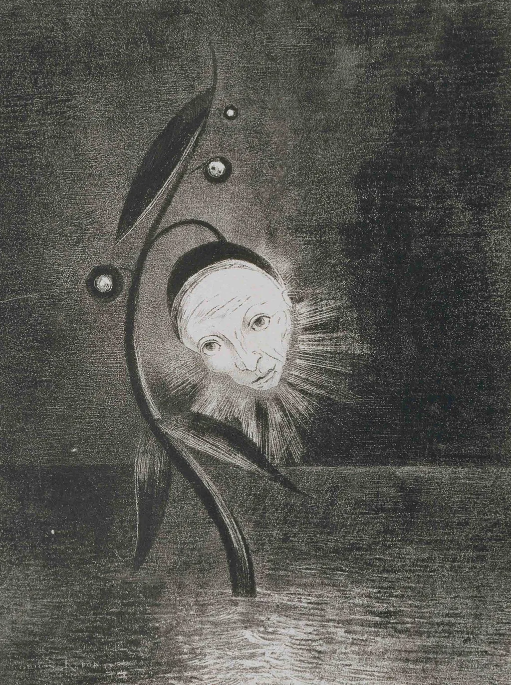 Одилон Редон. Цветок из болота, человеческая голова и грусть