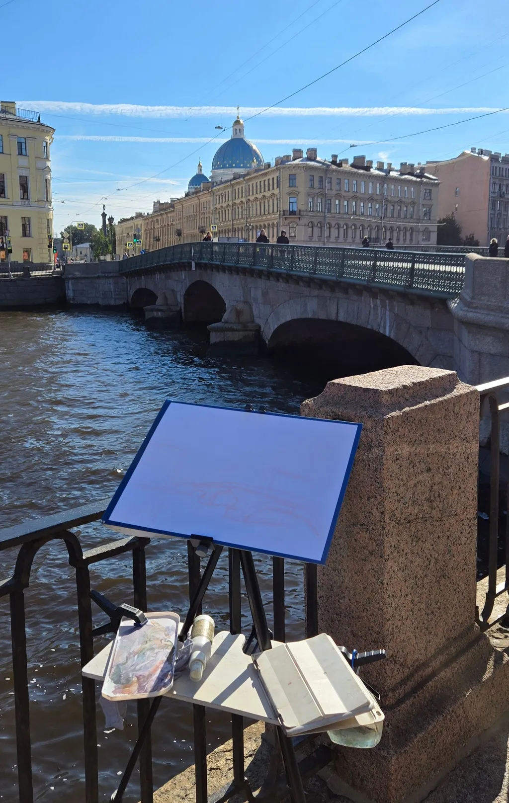 Измайловский мост. Гуашь.